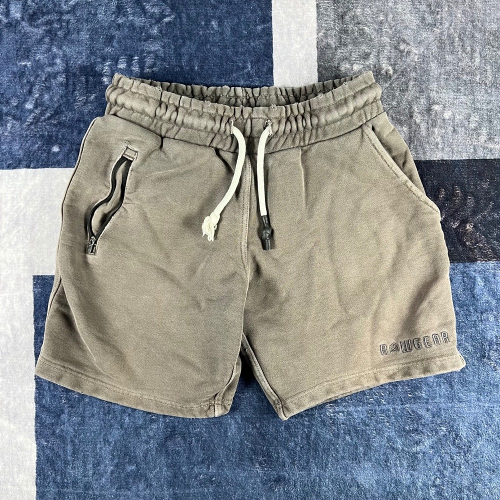 Rawgear Mens Medium Brown Cotton Fleece Sweat Shorts Gym Workout Athletic Casual
